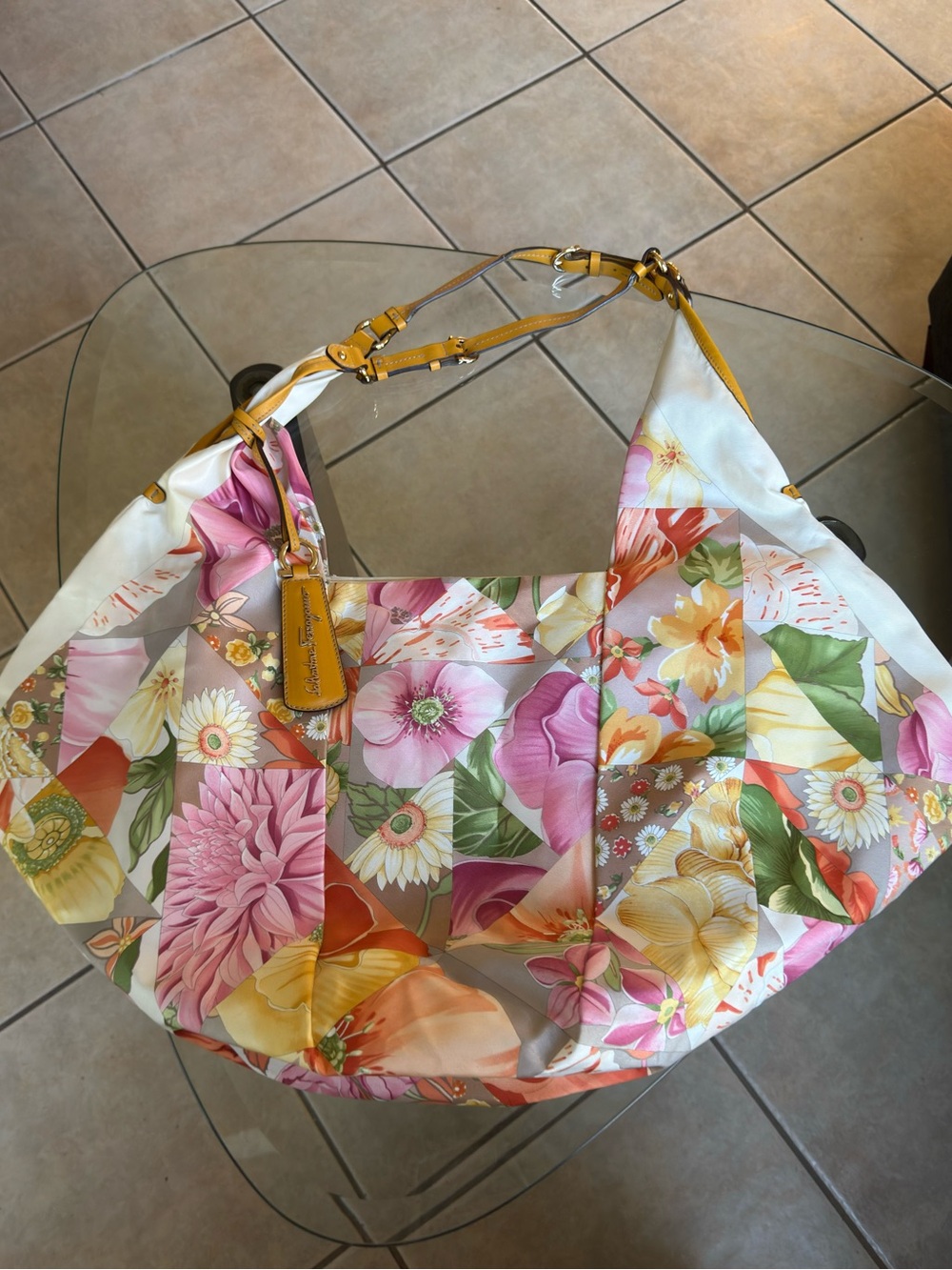 Salvatore Ferragamo Floral Fabric Shoulder Bag